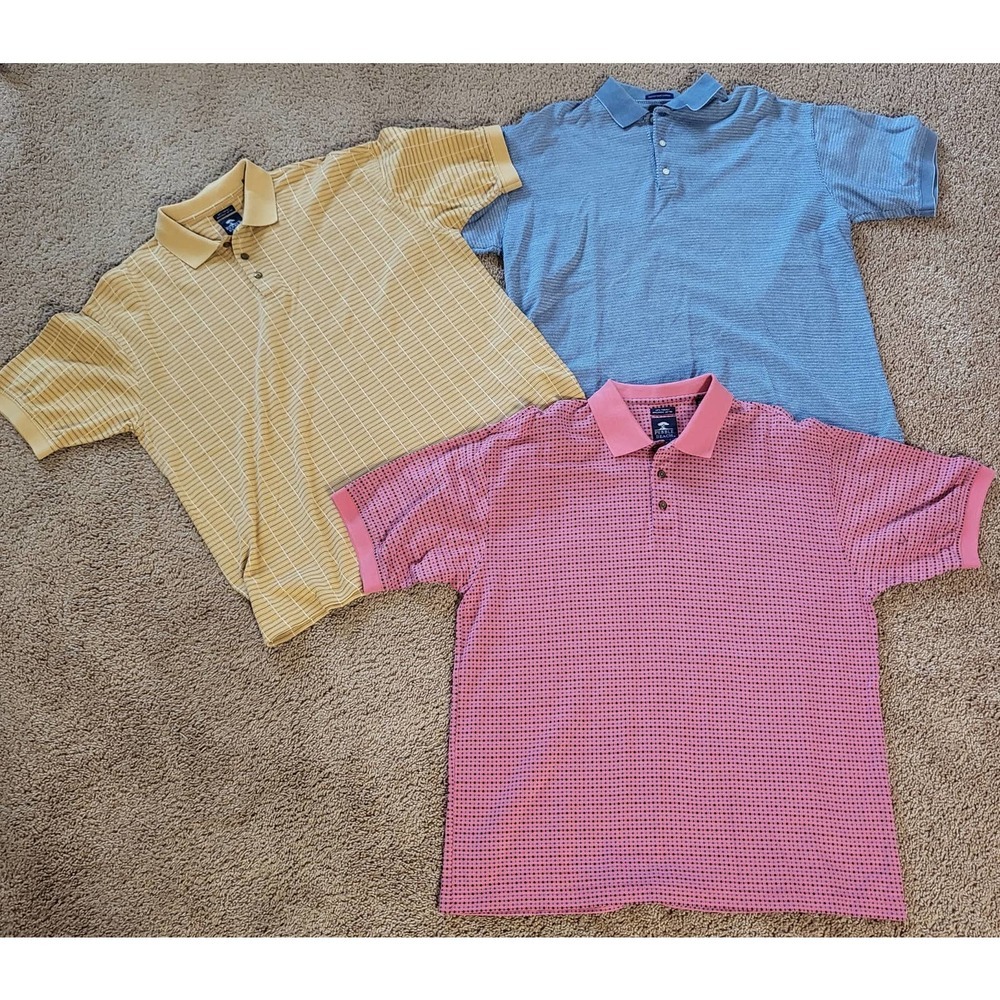 Lot of 3- Pebble Beach & Alan Flusser Men's Polo Shirts- Size Large